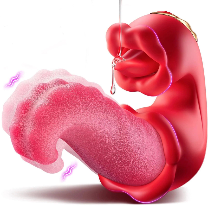 Tongue swing licking and thrusting G-spot vibrator