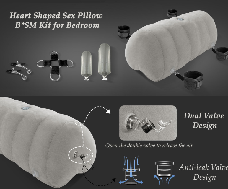 Heart Shaped Inflatable Bedroom Dildo £¬upsize Pillow with - gallery image