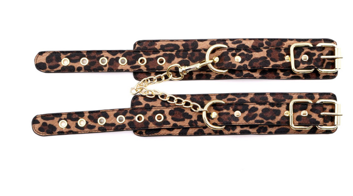 SM leopard print eye masks handcuffs — view 5