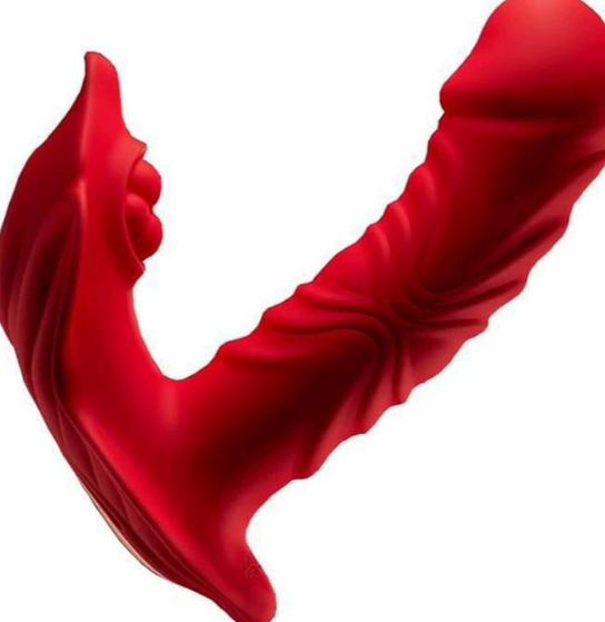 Rose-shaped wearable vibrator with telescopic arm and wireless remote