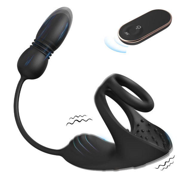 The double-ring essence locking ring vibration remote control extends and retract into the body The couple shares the prostate massage essence locking delay.