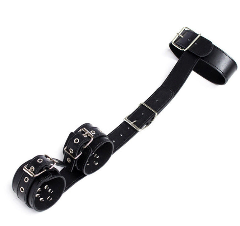SM Leather Backhand Back Handcuffs Up and Down Bind - product image