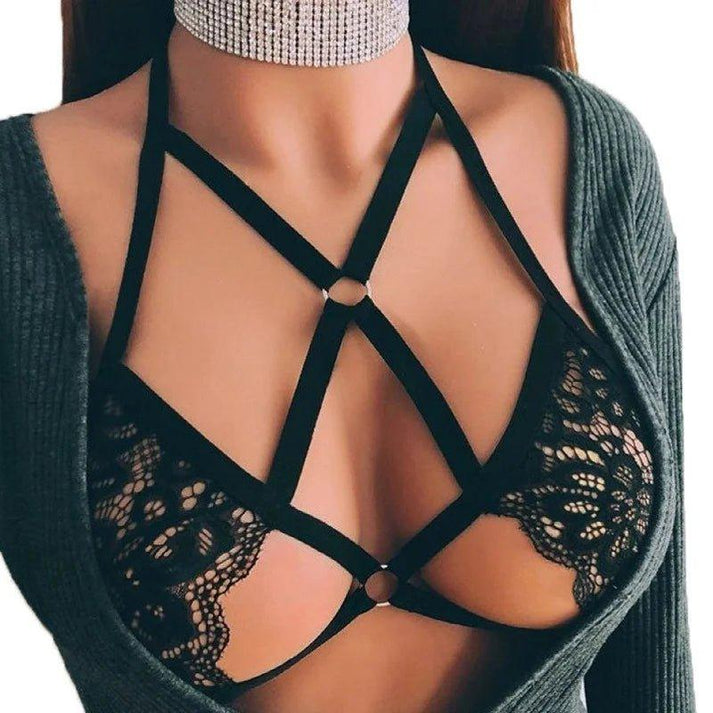 Garter Belt Sexy Lace Hollow Bandage Bra — view 3