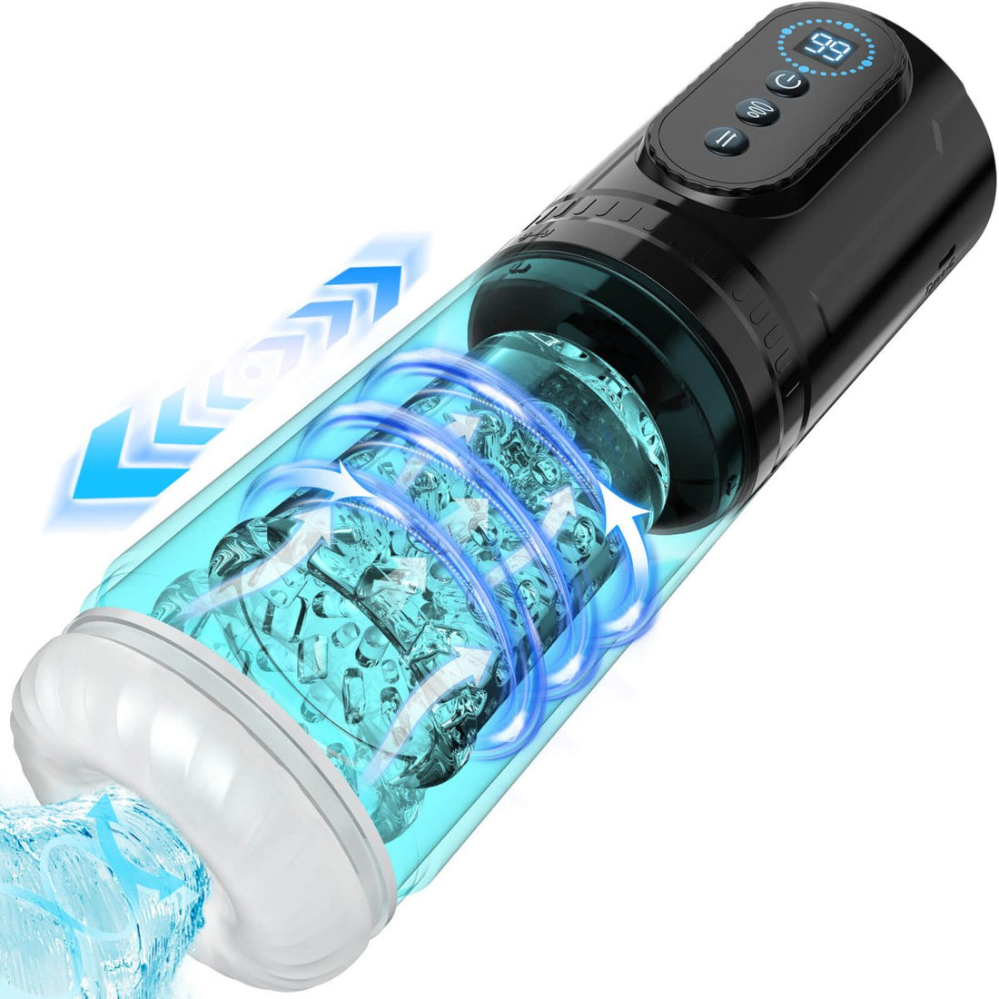 HURRICANE 2 male sex toy shown in full front view with clear sleeve