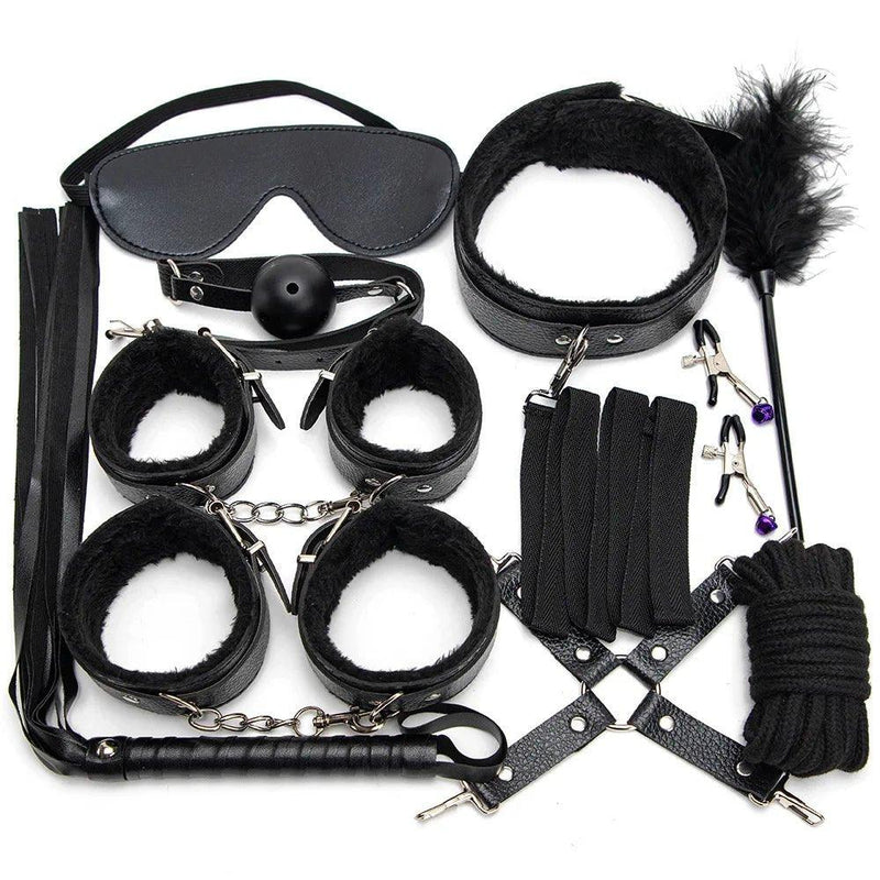Leather BDSM Kit Bondage Set Adult Toys Sex Games Handcuffs Whip sm Sex Toy — view 4