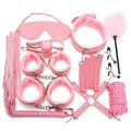 Leather BDSM Kit Bondage Set Sex Games Handcuffs Whip sm - alternate view