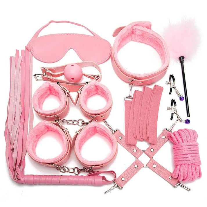 Leather BDSM Kit Bondage Set Adult Toys Sex Games Handcuffs Whip sm Sex Toy — view 2