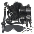 Leather BDSM Kit Bondage Set Sex Games Handcuffs Whip sm - extra detail view