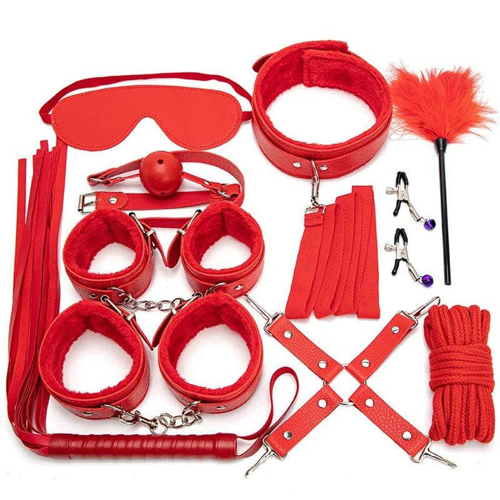 Leather BDSM Kit Bondage Set Adult Toys Sex Games Handcuffs Whip sm Sex Toy — view 7