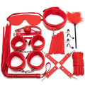Leather BDSM Kit Bondage Set Sex Games Handcuffs Whip sm - detail view