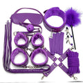Leather BDSM Kit Bondage Set Sex Games Handcuffs Whip sm - gallery view