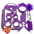 Leather BDSM Kit Bondage Set Sex Games Handcuffs Whip sm - product image