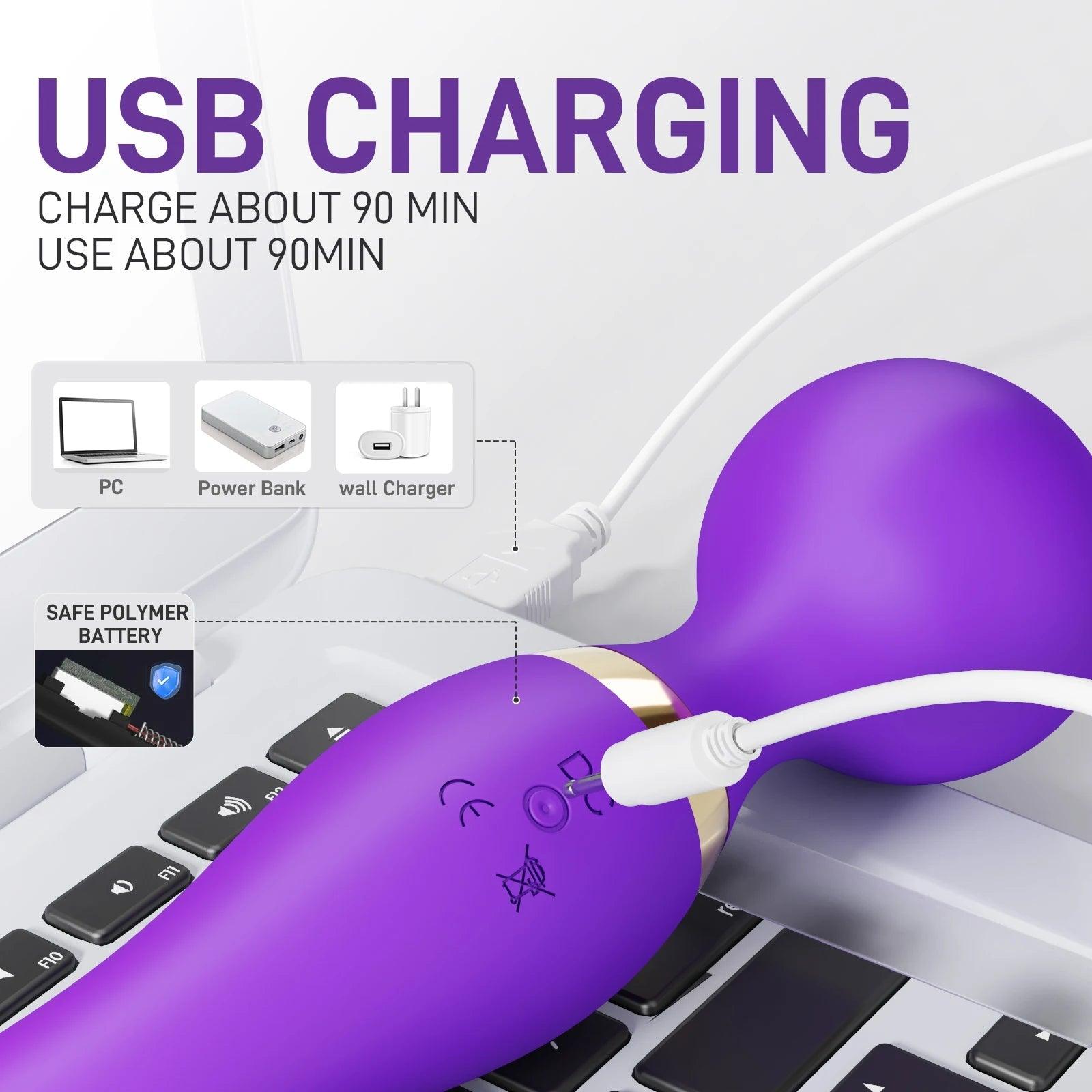 Magic Wand 20 Speeds Powerful Dildos Vibrator Adults - alternate gallery view