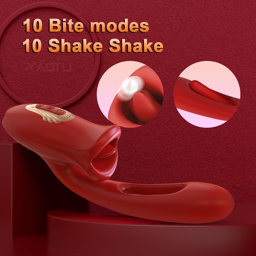 Powerful Tongue Licking Dildo Vibrator - detail view