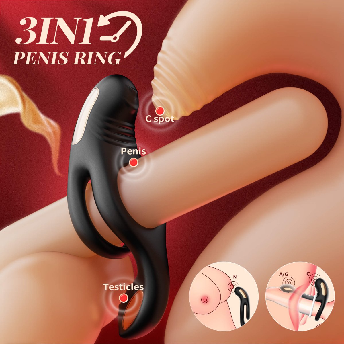 Ryden|multi Stimulation Vibration Penis Ring with Double - additional view