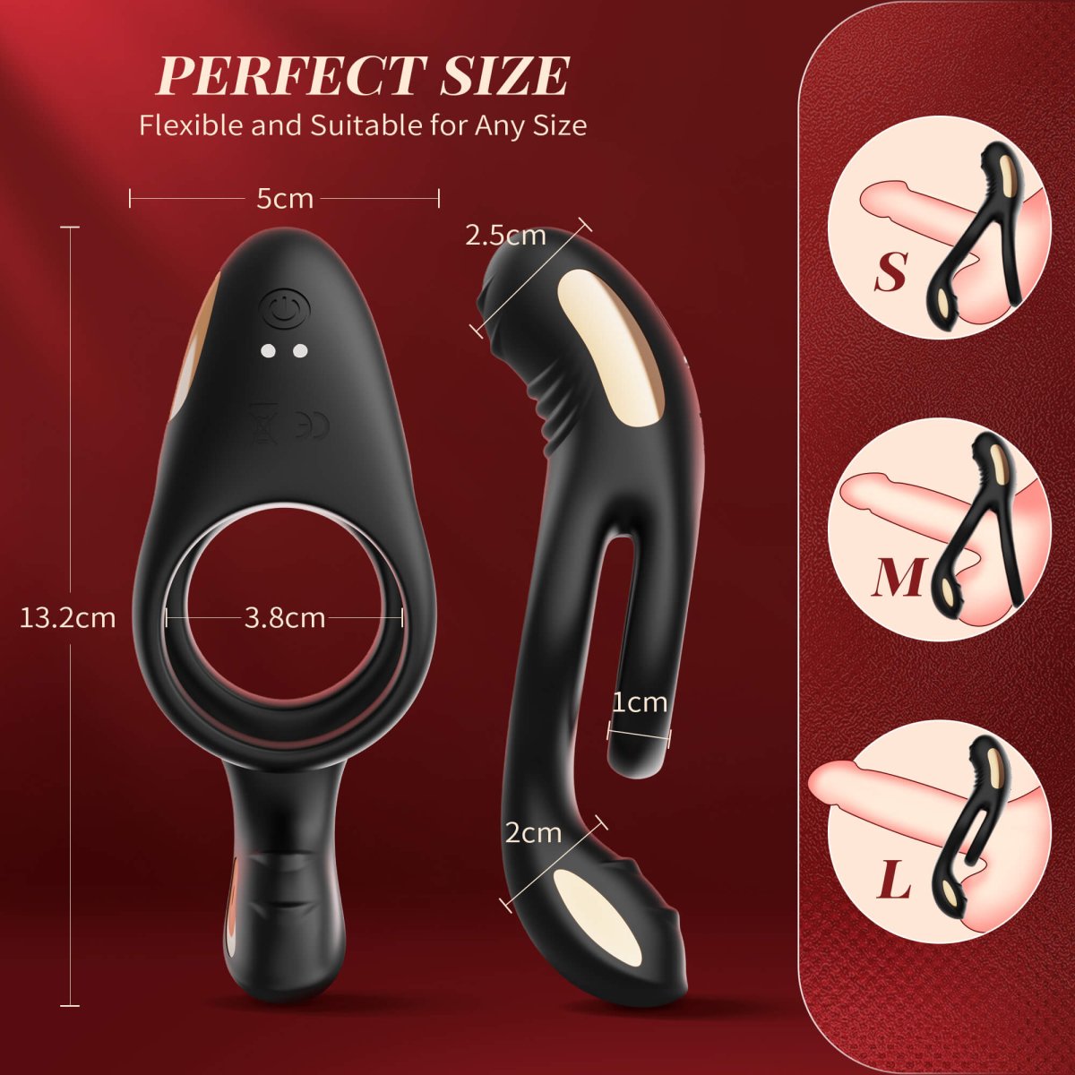 Ryden|multi Stimulation Vibration Penis Ring with Double - extra detail view